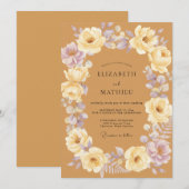 ライラックカラーの芍薬のウェディング 招待状 (正面/裏面)