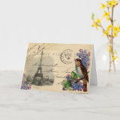 ライラックカードのパリの郵便はがきの鳥 カード (黄色い花)