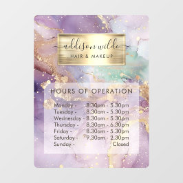 ライラックグリッター水彩 フェイクゴールド営業時間 ウィンドウサイン