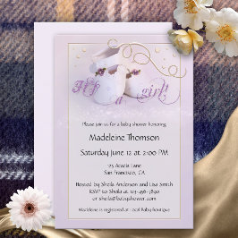 ライラックシューズの女の子ベビーシャワー招待状 招待状