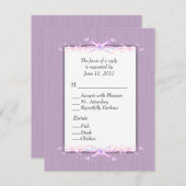 ライラックシンプルさの返信カード（＋食事の選択） 出欠カード (正面/裏面)