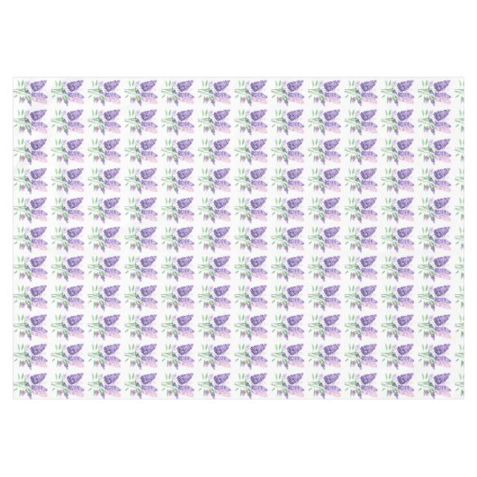ライラックスパープルフラワーウォータカラー自然パターン テーブルクロス (正面(横))