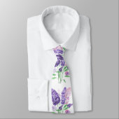 ライラックスパープルフラワーウォータカラー自然パターン ネクタイ (タイ)