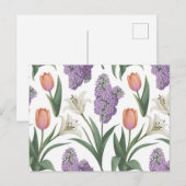 ライラックチューリップライスフラワーパターンハガキ ポストカード (正面/裏面)