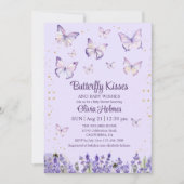 ライラックバタフライ ベビーガールシャワー招待状 招待状 (正面)