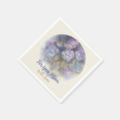ライラックパープルのアジサイの花ペーパーナプキン スタンダードカクテルナプキン (角)