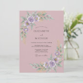 ライラックパープルのボタン wedding 招待状 (スタンド正面)