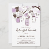 ライラックパープルのメイソンジャー彩色リハーサルディナー 招待状 (正面)