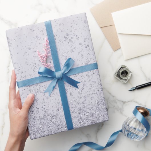 ライラックパープルの偽のグリッター ラッピングペーパー (ギフト)