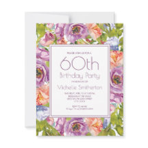 ライラックパープルピンクの花柄 60歳の誕生日 女性