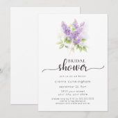 ライラックパープルフラワーブライダルシャワー 招待状 (正面/裏面)