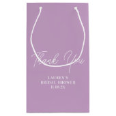 ライラックパープル ミニマル ブライダルシャワー 感謝 スモールペーパーバッグ (裏面)