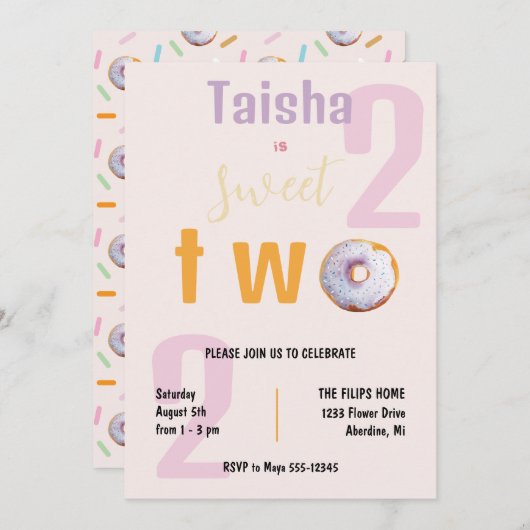 ライラックピンクのスパンコル ドーナツ 水彩イラスト (正面/裏面)