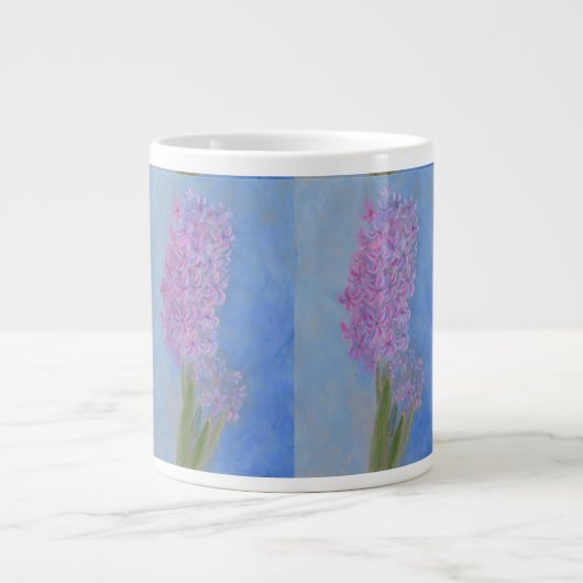 ライラックピンクのヒヤシンスの花 ジャンボコーヒーマグカップ (正面)