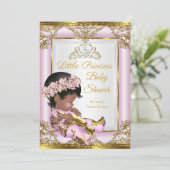 ライラックピンクゴールドプリンセスベイビーシャワーエスニック 招待状 (スタンド正面)