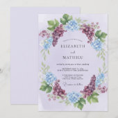 ライラックプラムアジサイユーカリの結婚式 招待状 (正面/裏面)