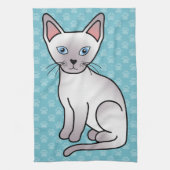 ライラックポイントシャム猫のキャラクターデザイン キッチンタオル (縦)