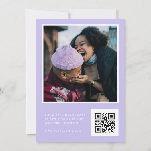 ライラック幾何学モダンミニマリスト植物 招待状 (裏面)