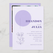 ライラック幾何学モダンミニマリスト植物 招待状 (正面/裏面)