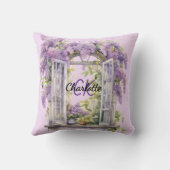 ライラック窓花ピンク・モノグラム クッション (裏面)