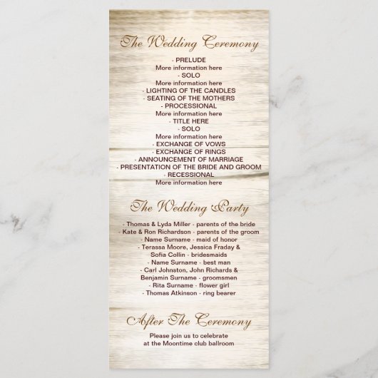 ライラック素朴な結婚式のプログラムとメイスンジャー プログラム (裏面)