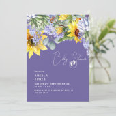 ライラック＆ひまわり 花のベビーシャワー 招待状 (スタンド正面)