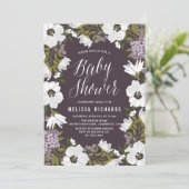 ライラック アネモネの花が咲くベビーシャワー招待状 招待状 (スタンド正面)