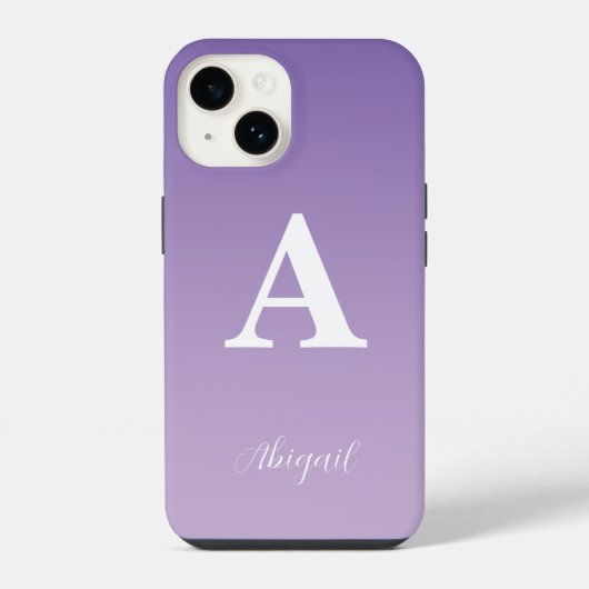 ライラック カスタム モノグラム 名前 iPhoneケース (裏面)