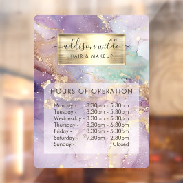 ライラック グリッター 水彩 偽金 ビジネスアワー ウィンドウサイン