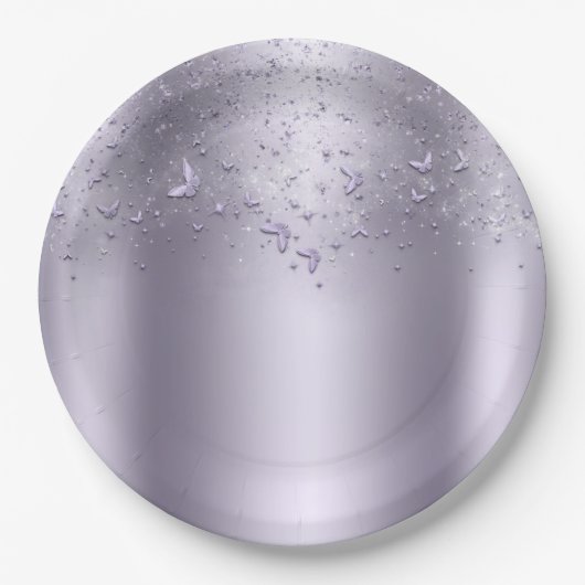 ライラック シマー フラッター バタフライ スウィート16 パーティー ペーパープレート (正面)