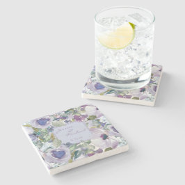 ライラック ダスティーブルー フラワーの結婚式 カップル名 ストーンコースター