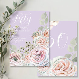 ライラック デリケート 水彩 花 パステルピンク 誕生日 招待状