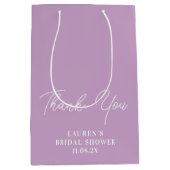 ライラック パープル ミニマリスト ブライダル シャワー サンクス ミディアムペーパーバッグ (正面)