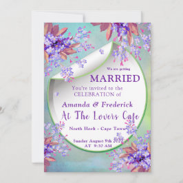 ライラック パープル ワスレナグサ ウェディング 招待状