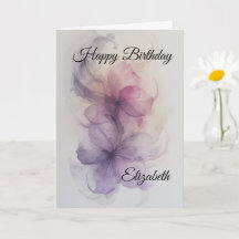 ライラック、ピンク、グレーの花模様