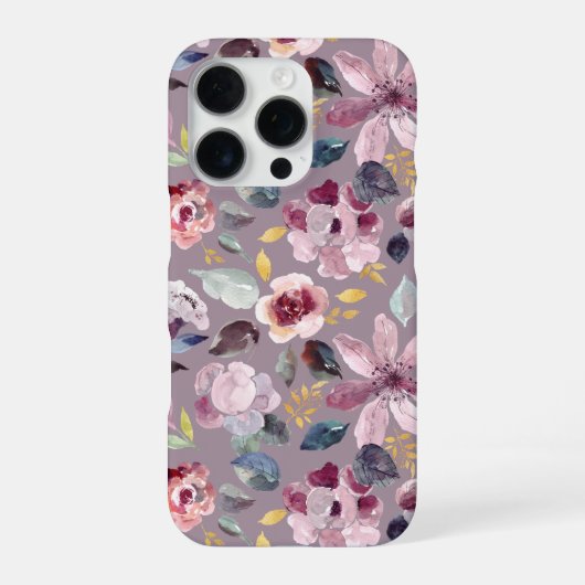ライラック フローラル柄  iPhoneケース (裏面)