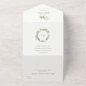 ライラック フローラル リース コテージ ガーデン ウェディング オールインワン招待状 (外側)
