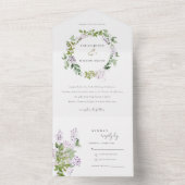 ライラック フローラル リース コテージ ガーデン ウェディング オールインワン招待状 (内側)
