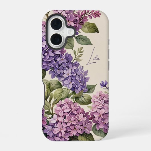 ライラック フローラル iPhone 16ケース (裏面)