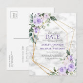 ライラック ラベンダー ゴールド ジオメトリック 延期します 案内ポストカード (正面/裏面)