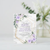 ライラック ラベンダー ゴールド ジオメトリック 延期します 案内ポストカード (スタンド正面)