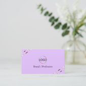 ライラック ラベンダー + ローズゴールドライン ロゴと写真 名刺 (スタンド正面)