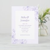 ライラック ラベンダー 描かれた 花 植物園 QRコード 招待状 (スタンド正面)