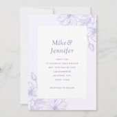 ライラック ラベンダー 描き下ろし フラワーボタニカル QR コード 招待状 (正面)
