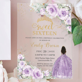 ライラック ラベンダー 紫の花 サweet Sixteen 16 アクリル招待状