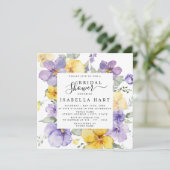ライラック ラベンダー 黄色 パープル 花の ブライダル シャワー 招待状 (スタンド正面)