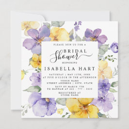 ライラック ラベンダー 黄色 パープル 花の ブライダル シャワー 招待状