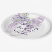ライラック リボン シーズ タイング ザ ノット ブライダル シャワー ペーパープレート (アングル)