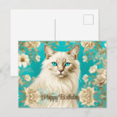 ライラック リンクス ポイント シャム猫の肖像画 アート 誕生日 ポストカード (正面/裏面)