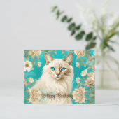 ライラック リンクス ポイント シャム猫の肖像画 誕生日 ポストカード (スタンド正面)